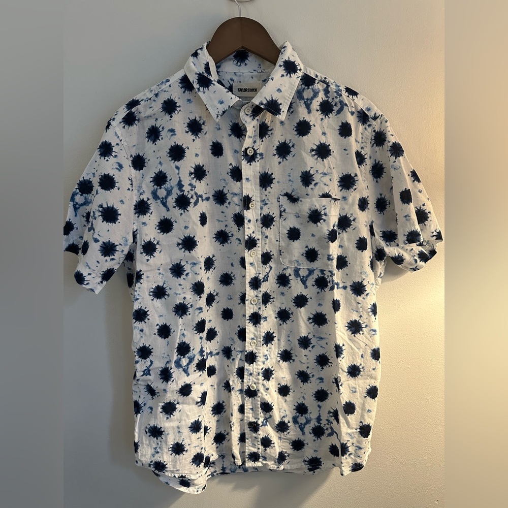 Taylor Stitch Short Sleeve California in Navy Dot Men’s L